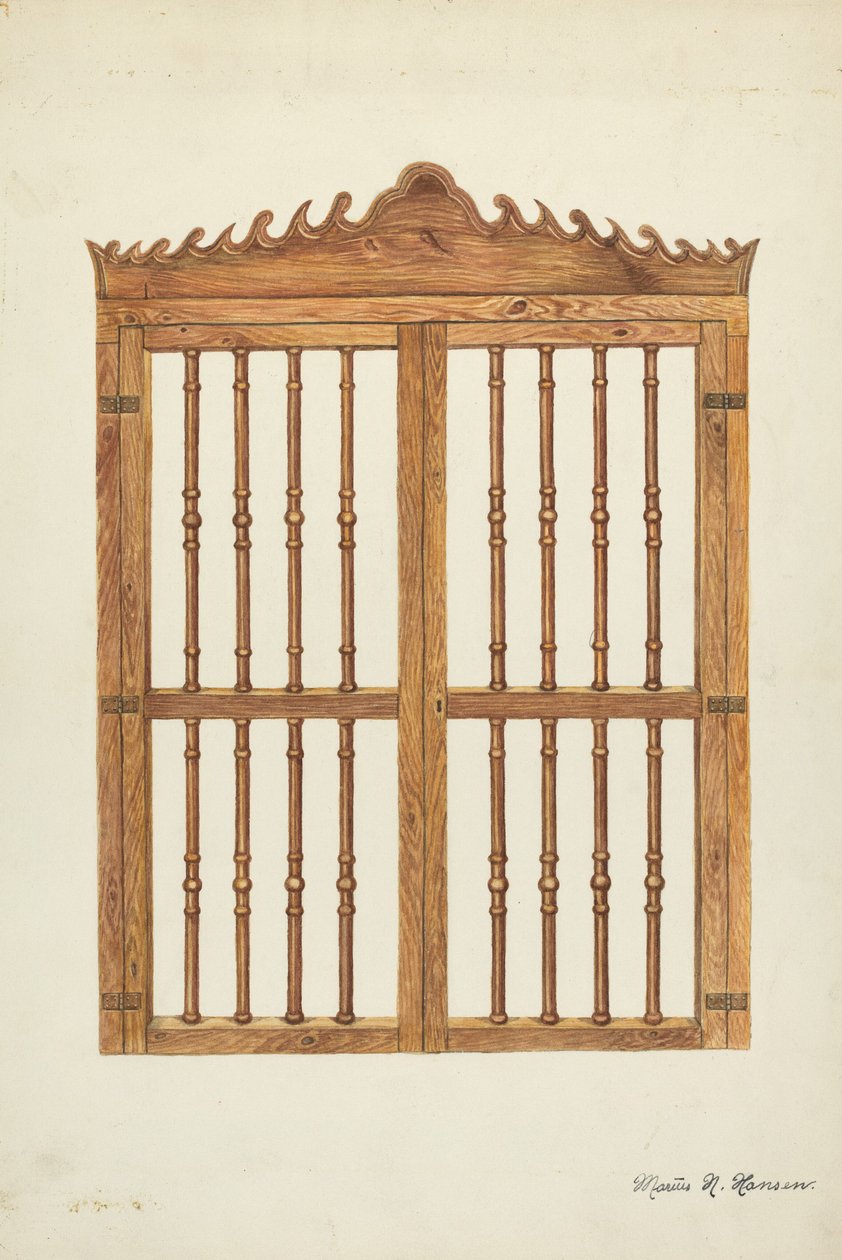Portas Grade de Madeira, c. 1937. de Marius Hansen