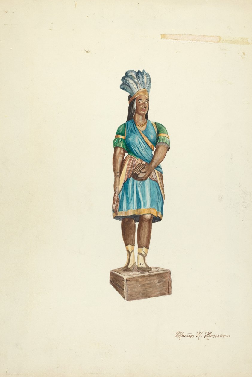 Fêmea indiana de madeira, 19351942. de Marius Hansen