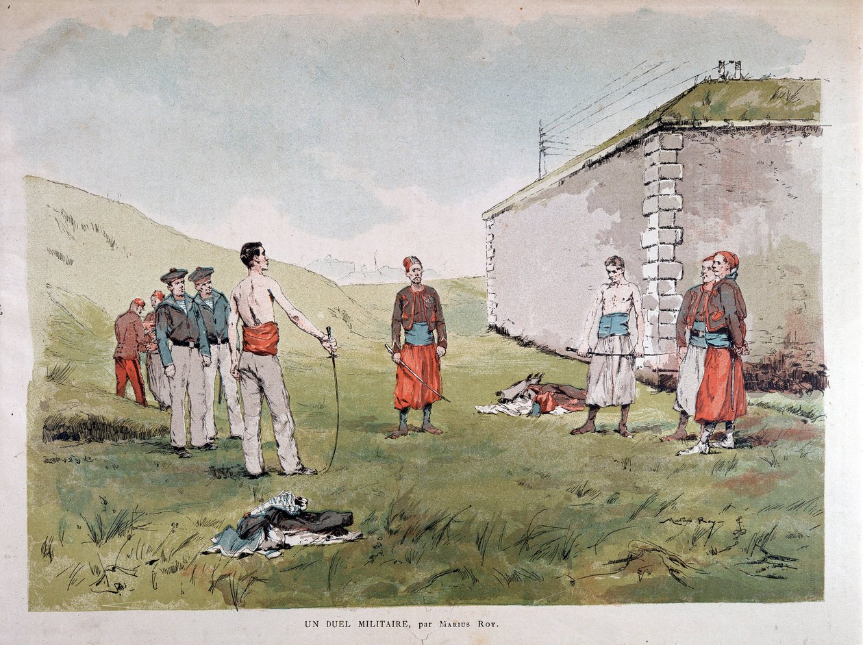 Um duelo militar - aguarela de Marius Roy, Musee Carnavalet de Marius Roy