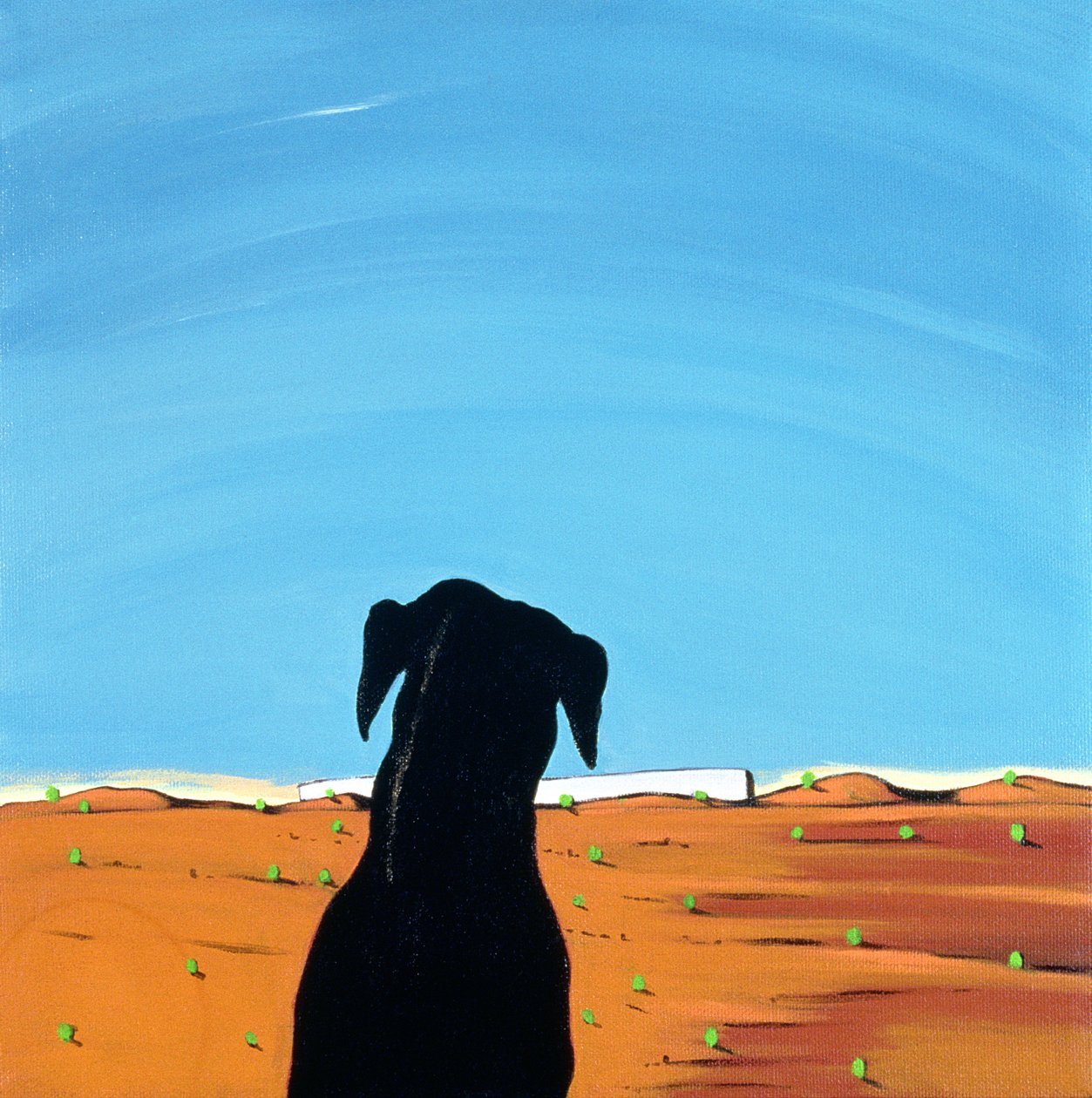 Cão Preto em Chestertown, 1998 (acrílico sobre tela) de Marjorie Weiss