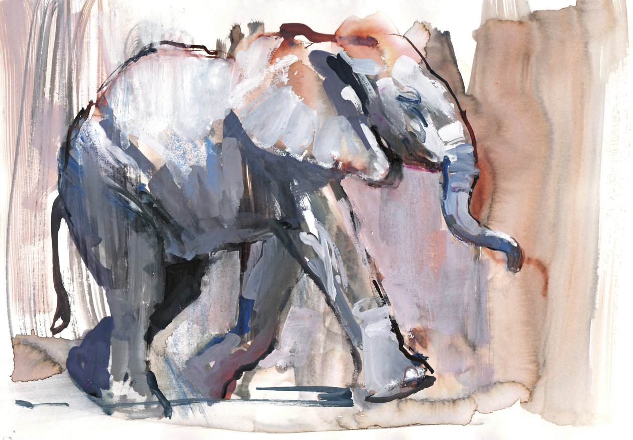 Elefante bebê, 2012 (mídia mista no papel) de Mark Adlington