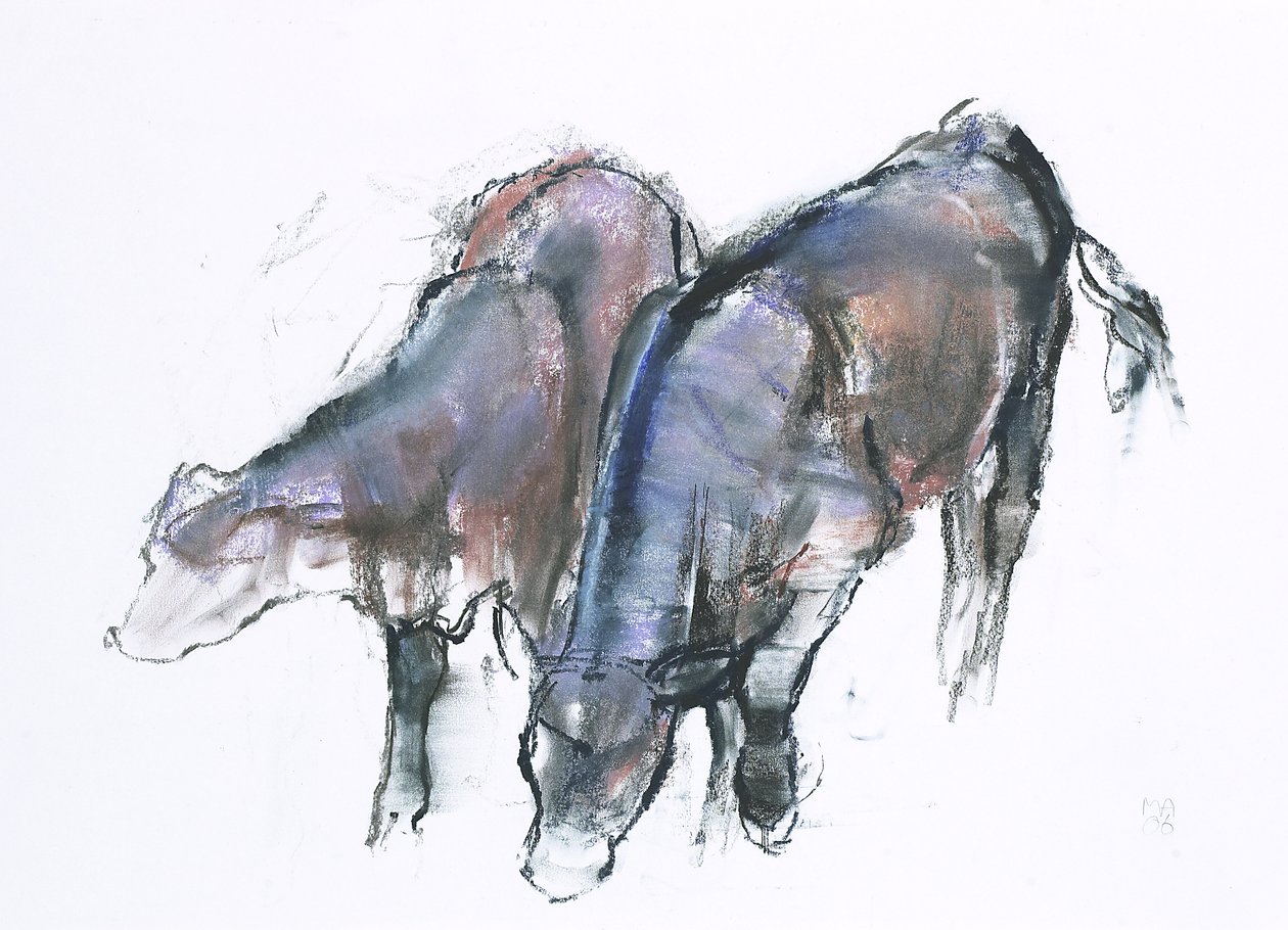 Bezerros, 2006 (carvão e conte no papel) de Mark Adlington