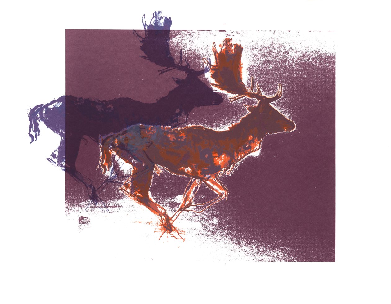 Fallow Bucks (orangelilac), 2015, (impressão da tela) de Mark Adlington