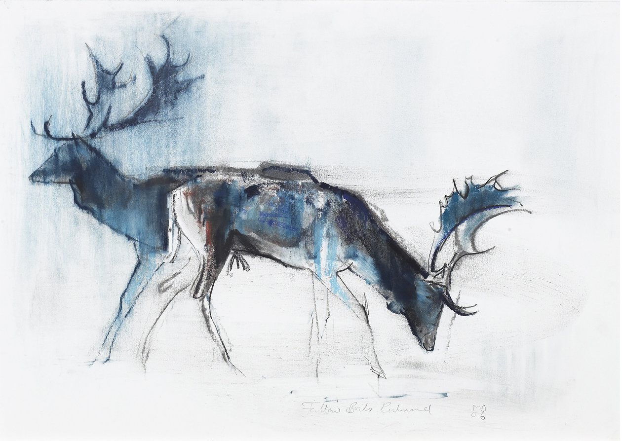 Fallow Bucks, Richmond, 2006 (carvão vegetal e papel) de Mark Adlington