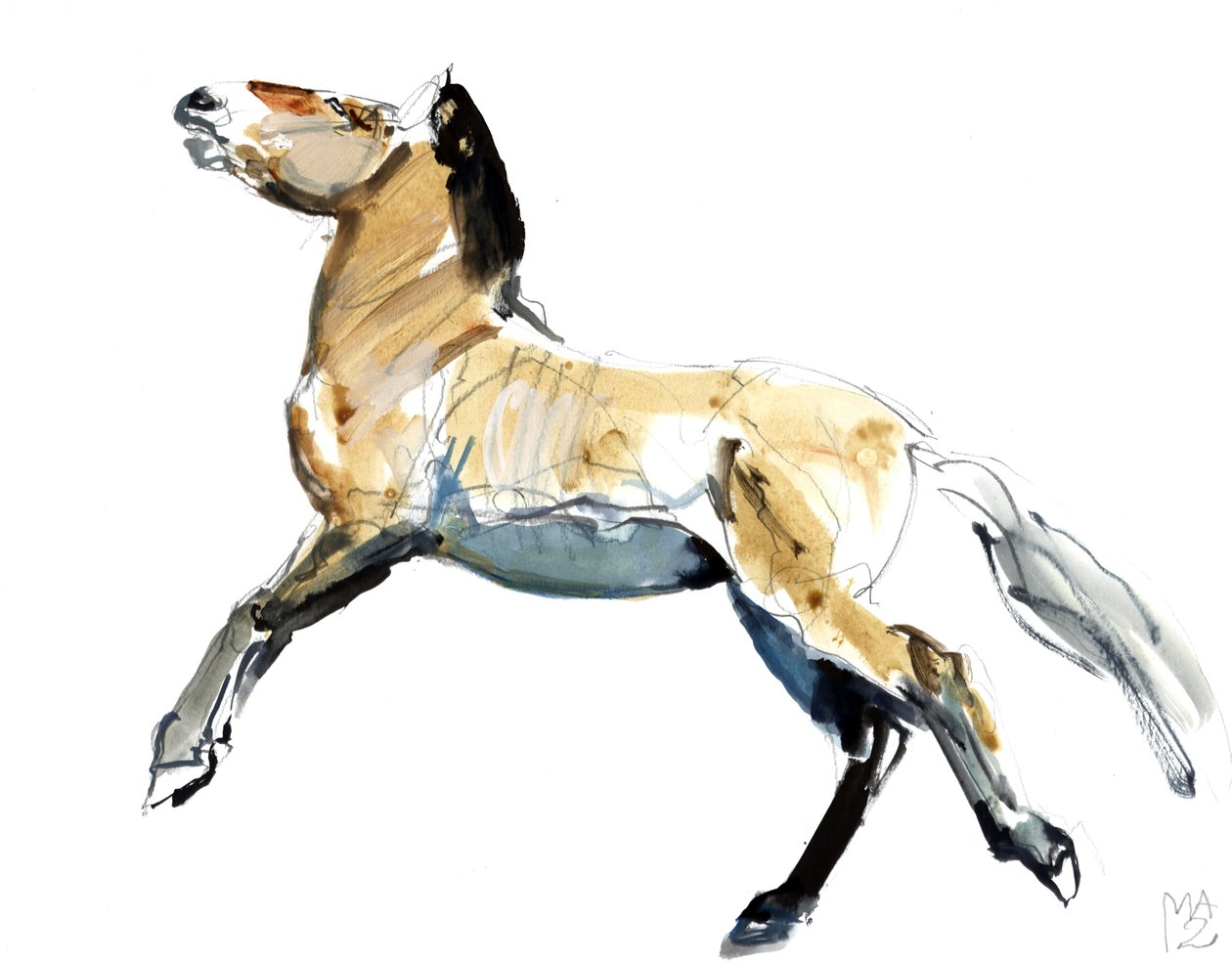 Free (Przewalski), 2012, (mídia mista no papel) de Mark Adlington