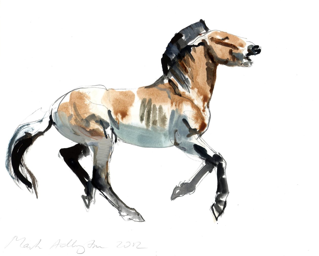 Grego (Przewalski), 2012, (mídia mista no papel) de Mark Adlington