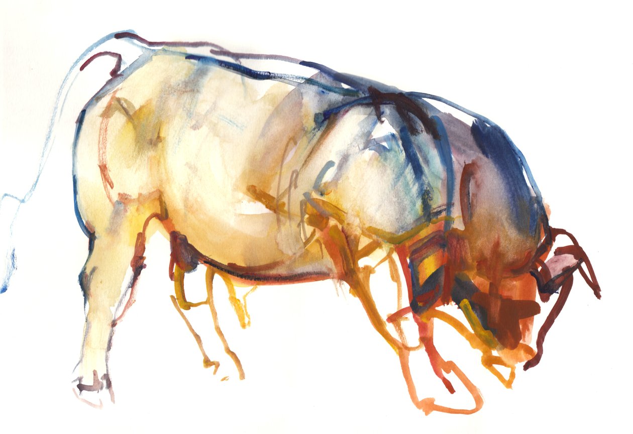 Little Bull, 2010, (aquarela e guache sobre papel) de Mark Adlington