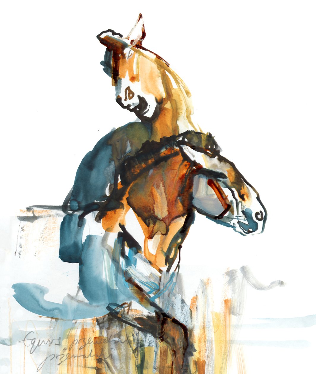 Paleolítico (Przewalski), 2013 (tinta de aquarela, aquarela e guache) de Mark Adlington