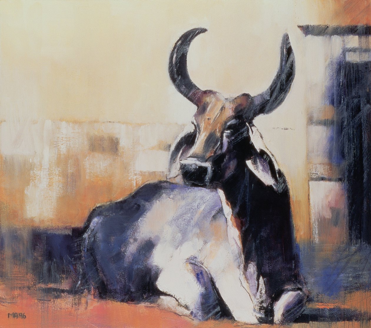 Vaca Sagrada, Bhuj, 1996 (óleo sobre papel) de Mark Adlington