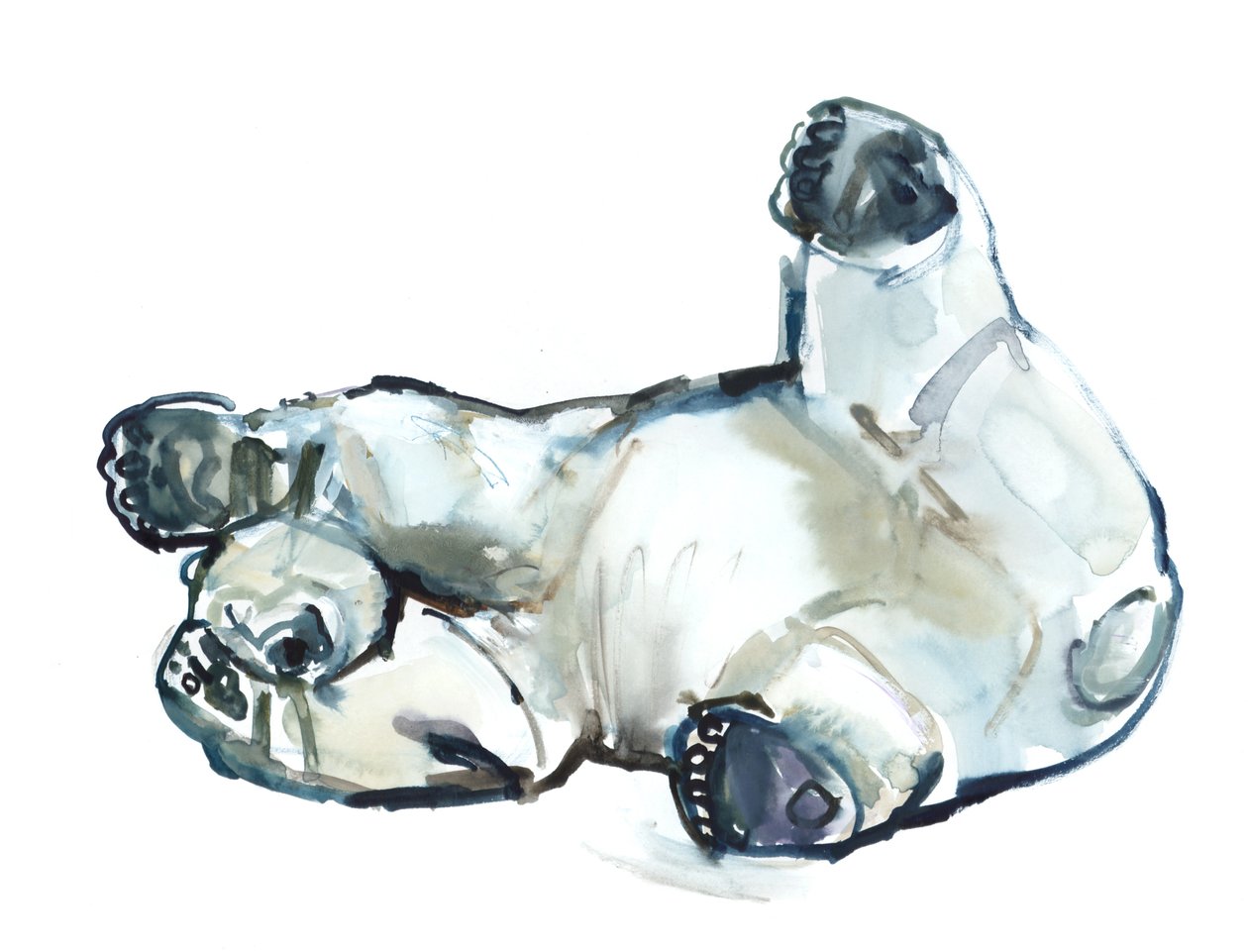 Snow Rub (Urso Polar), 2013 (aquarela e guache sobre papel) de Mark Adlington