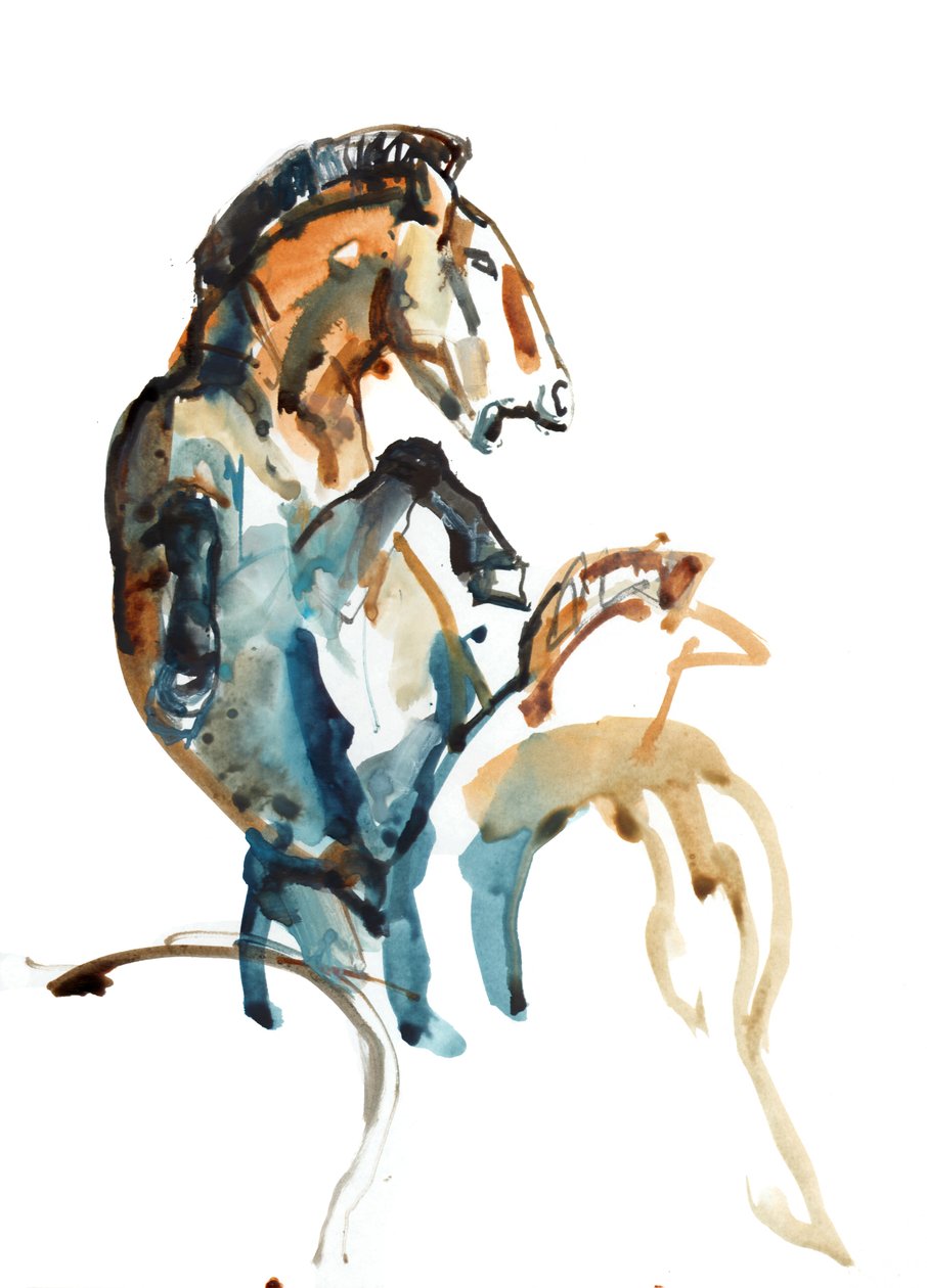 Espírito (Przewalski), 2013 (tinta de senhores, guache e aquarela) de Mark Adlington