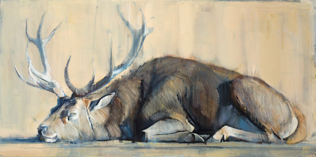 Veado, 2014, (0il em tela) de Mark Adlington