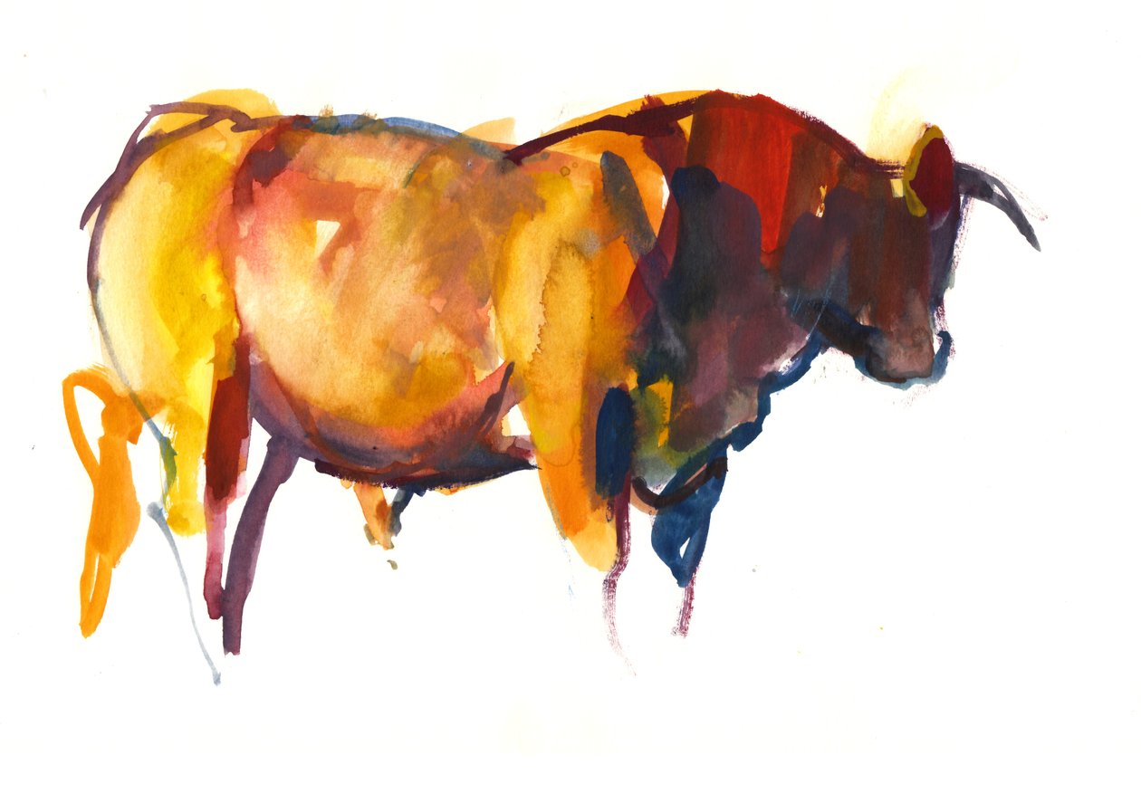 Sunset Bull, 2010 (aquarela e guache sobre papel) de Mark Adlington