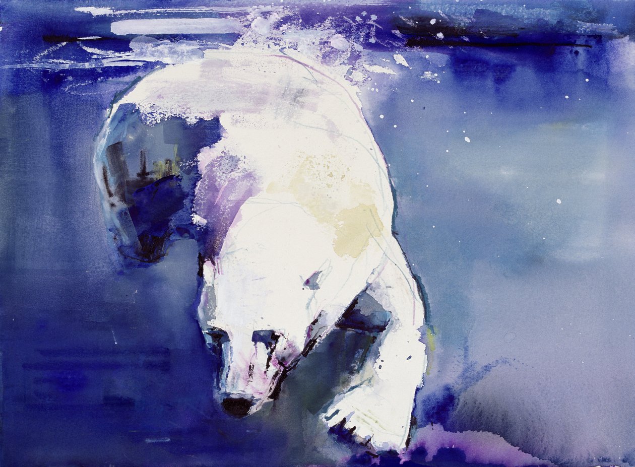 Urso Subaquático, 1999 (mídia mista no papel) de Mark Adlington