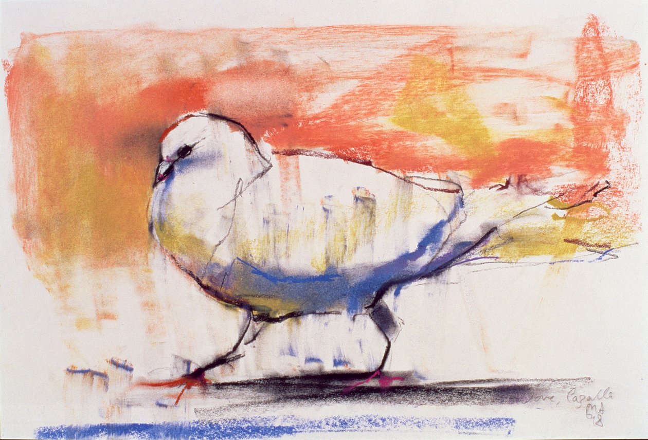 Walking Dove, Trasierra, 1998 (conte e carvão no papel) de Mark Adlington