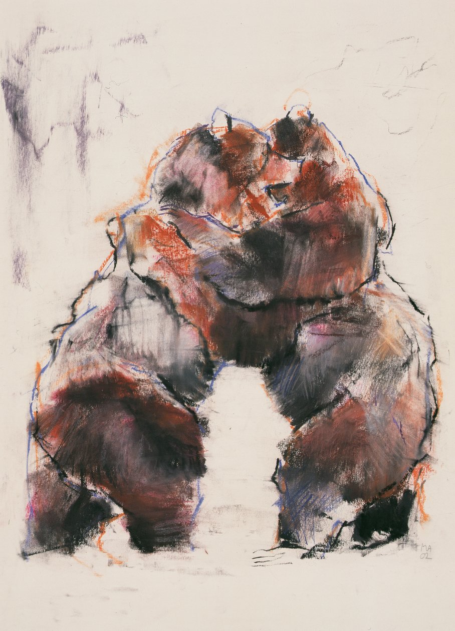 Wrestle (carvão e conte no papel) de Mark Adlington
