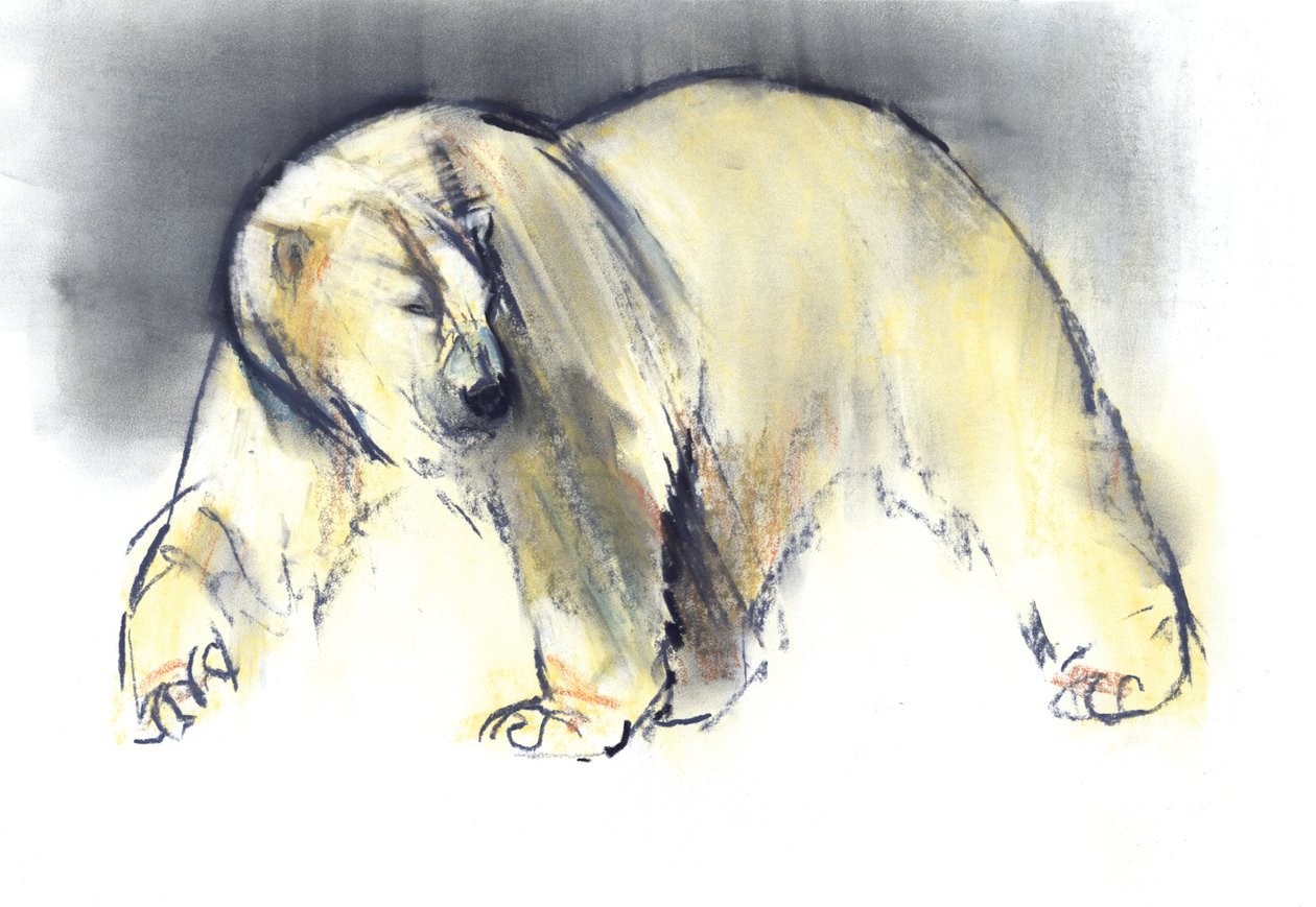 Yellow Ghost, 2016, (conté e pastel sobre papel) de Mark Adlington