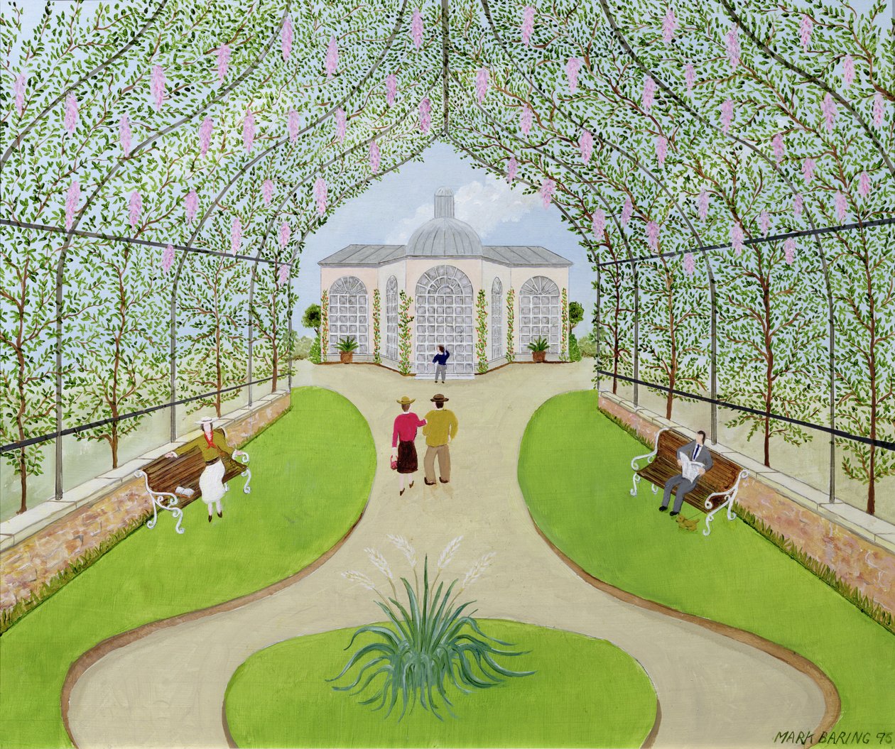 Arboreto lilás (óleo sobre tábua) de Mark Baring