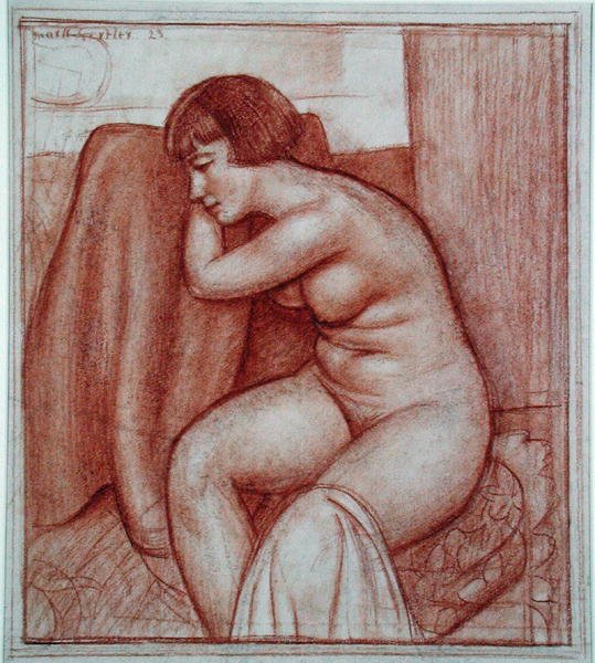 Figura Nua Sentada (lápis sobre papel) de Mark Gertler