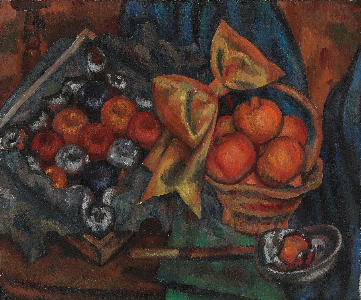 Natureza morta com romãs e frutas de Mark Gertler