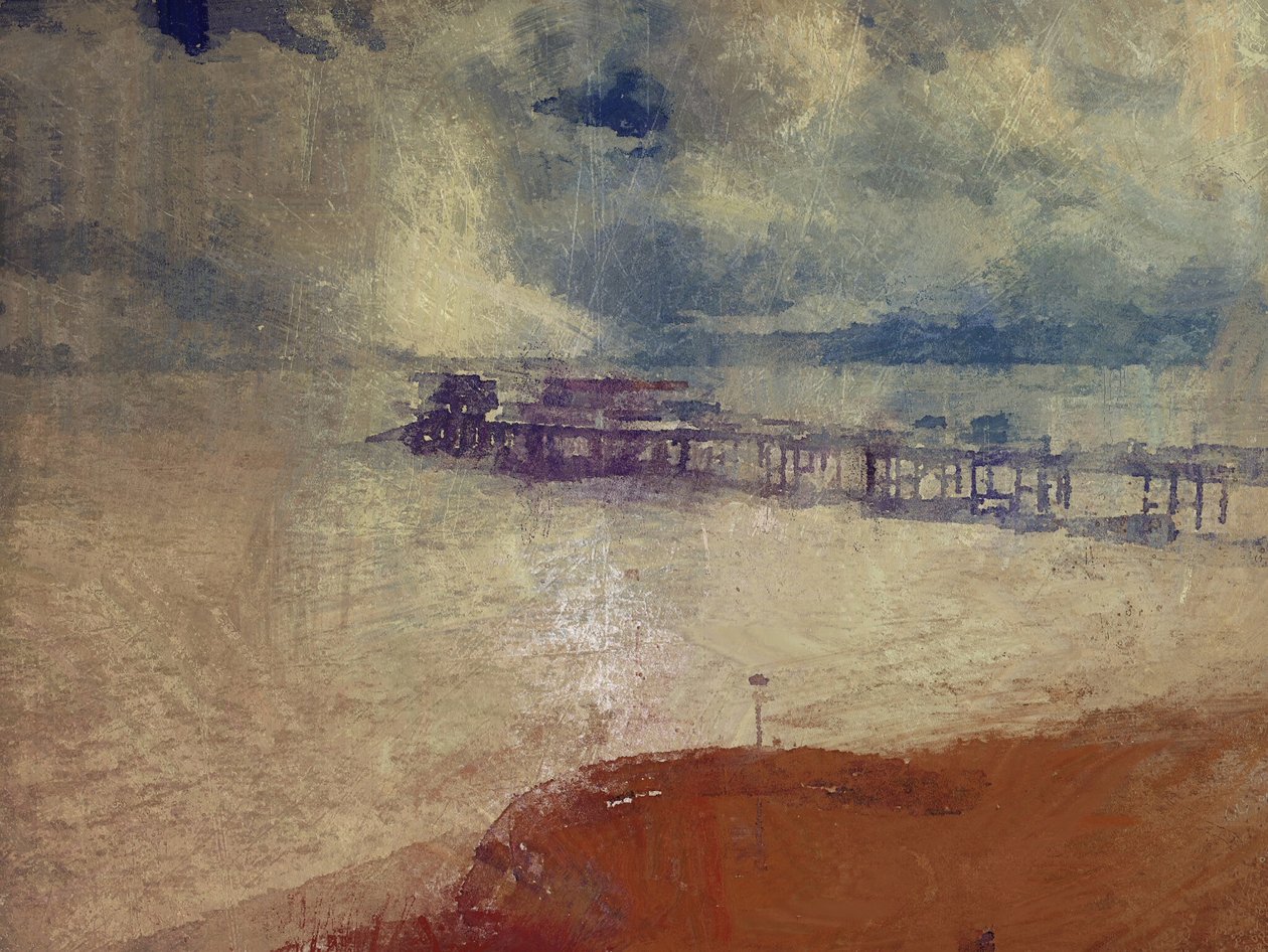 Paisagem marinha em prata - Cromer Pier, Norfolk (técnica mista) de Mark Gordon