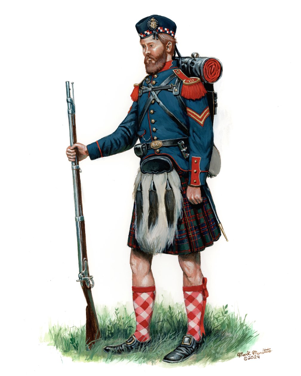 79º Soldado da Milícia do Estado de Nova Iorque 1860, 2024 (aguarela e guache sobre Bristol) de Mark Maritato