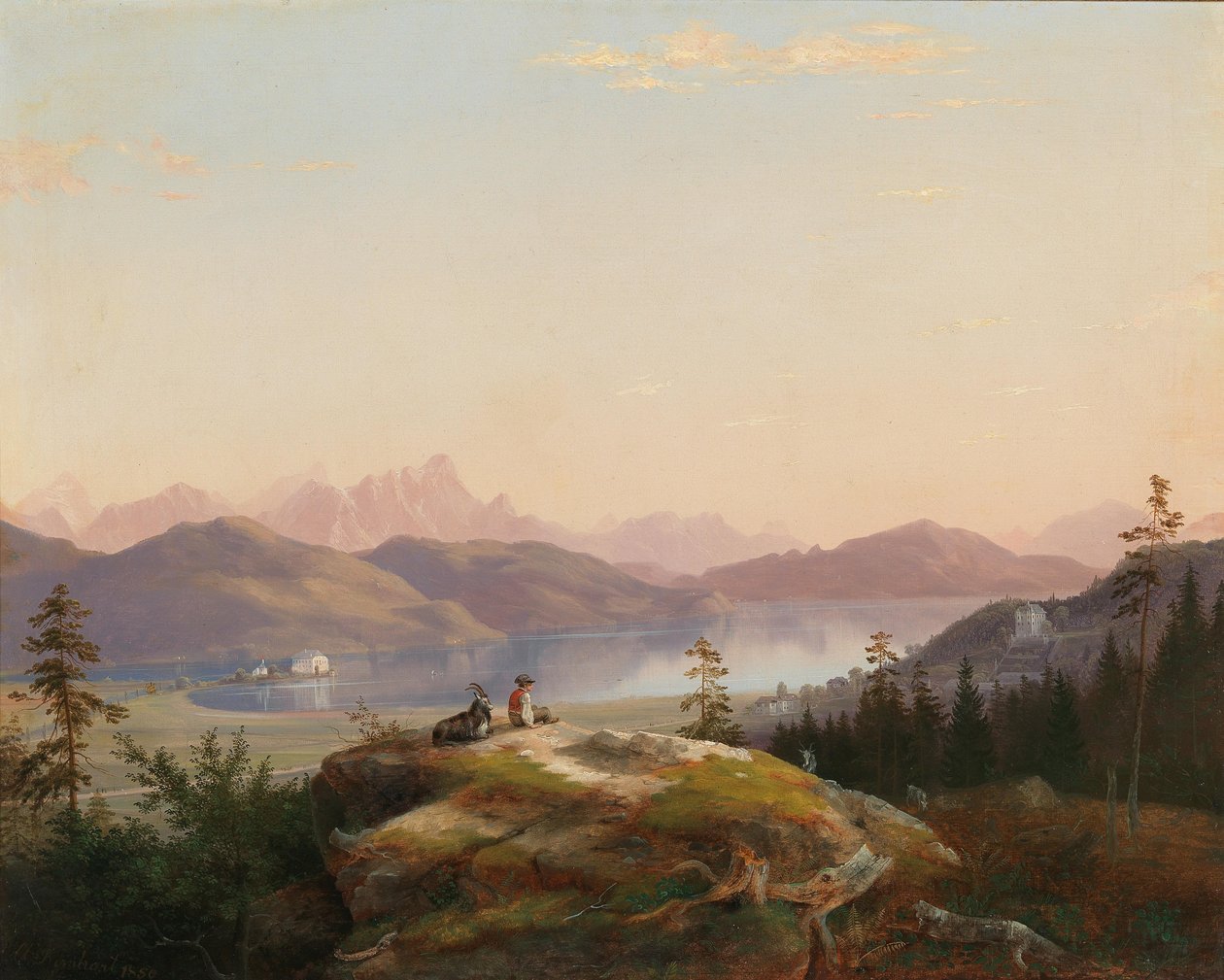 Vista para o Lago Wörthersee com Maria Loretto e o Castelo Freyenthurn de Marko Pernhart