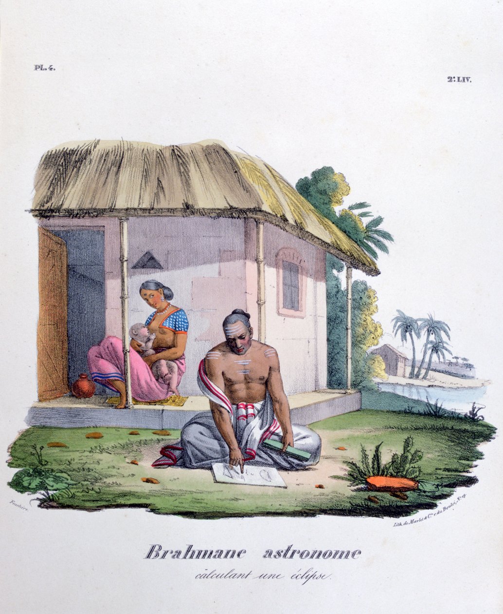 Astrônomo brâmane, Calculando o eclipse, 1828 de Marlet et Cie