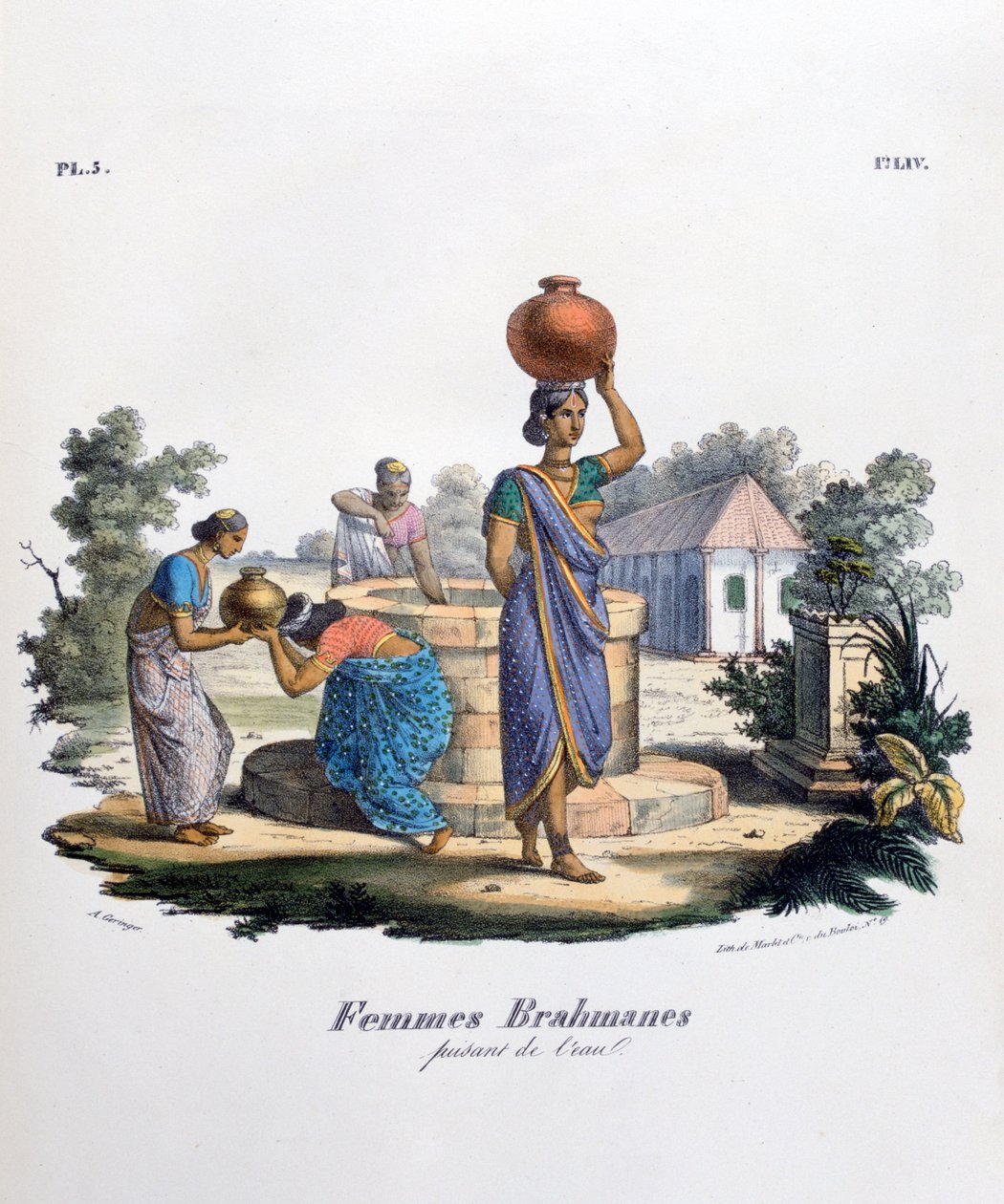Mulher brâmane coletando água, 1828 de Marlet et Cie
