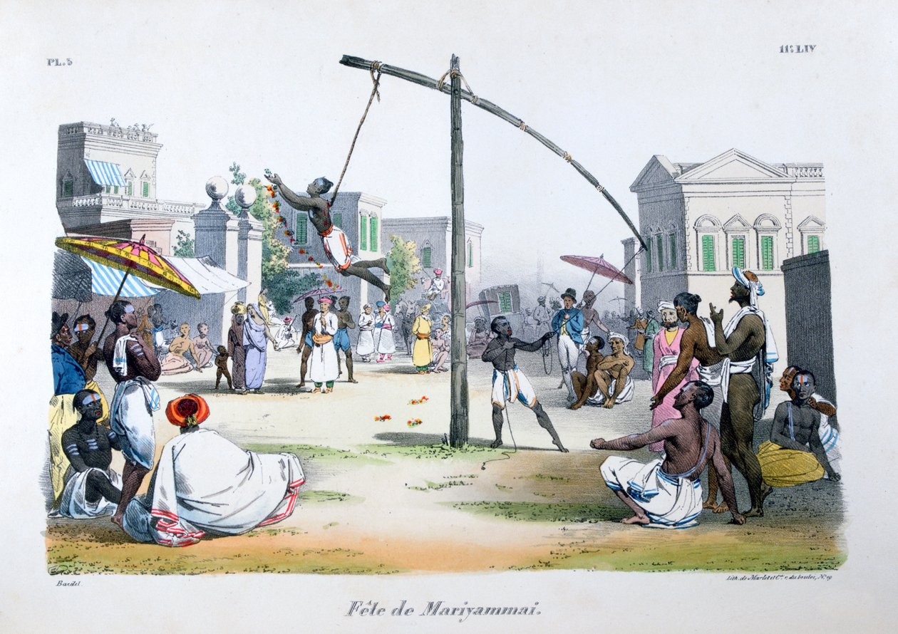 Festival de Mariyamma, ou Mariyammai, divindade hindu, 1828 de Marlet et Cie
