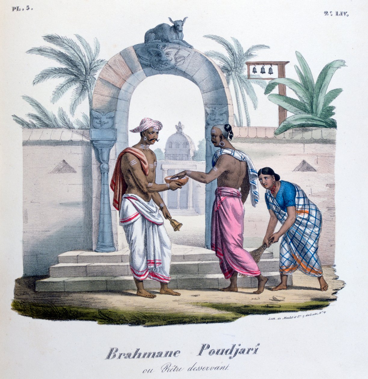 Fora de um templo, Índia, 1828 de Marlet et Cie