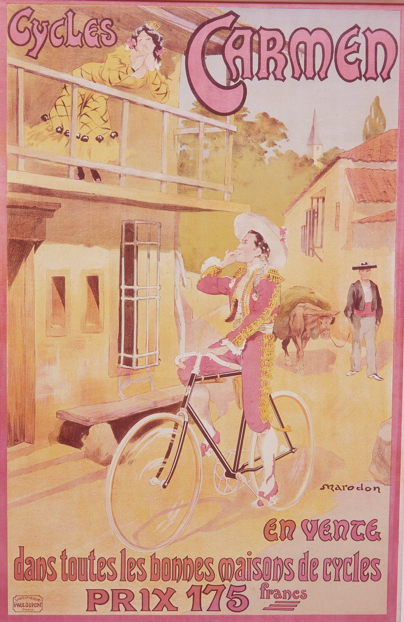 Cartaz publicitário Bicicletas Carmen, final do século XIX - início do século XX de Marodon