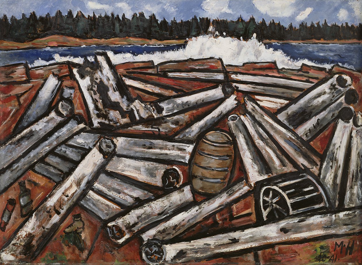 Log Jam, Penobscot Bay, 1940-41 (óleo em masonite) de Marsden Hartley