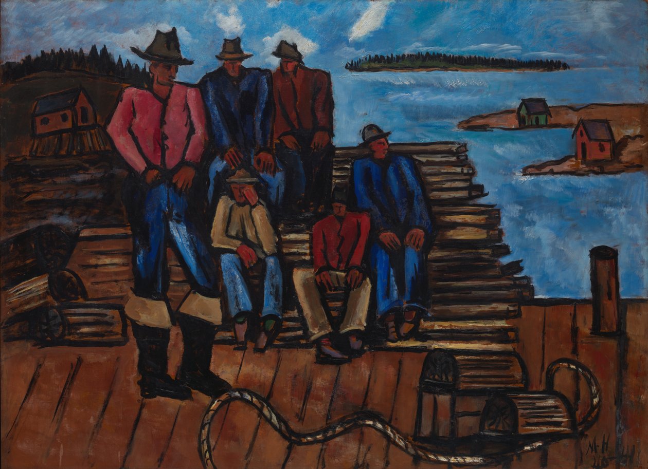 Pescadores de lagosta, 1940-41 (óleo em compensado) de Marsden Hartley
