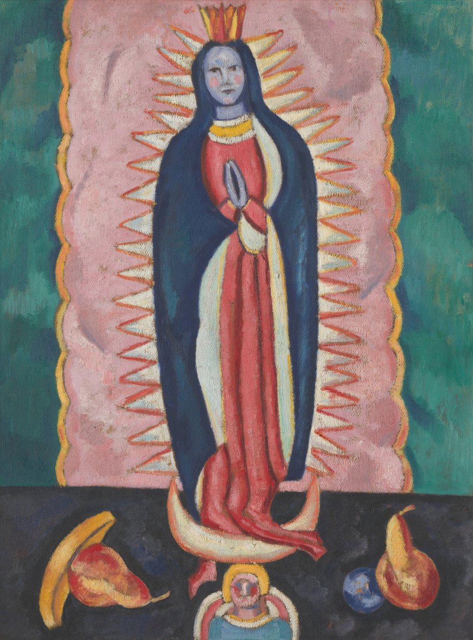 A Virgem de Guadalupe, c.1918-19 (óleo e carvão no cartão) de Marsden Hartley