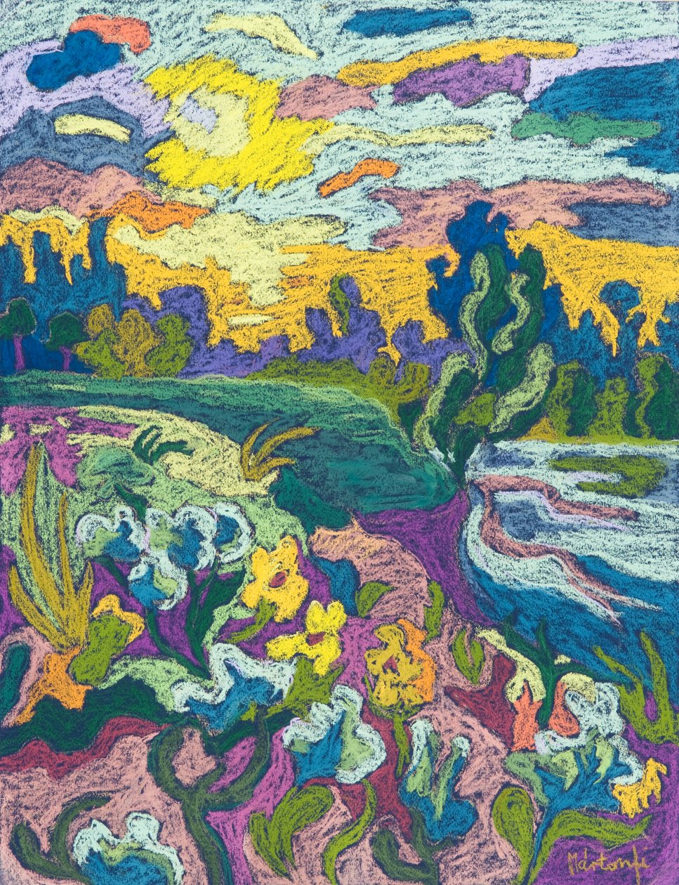 Blooming River Bank, 2009 (pastel sobre papel) de Marta Martonfi Benke