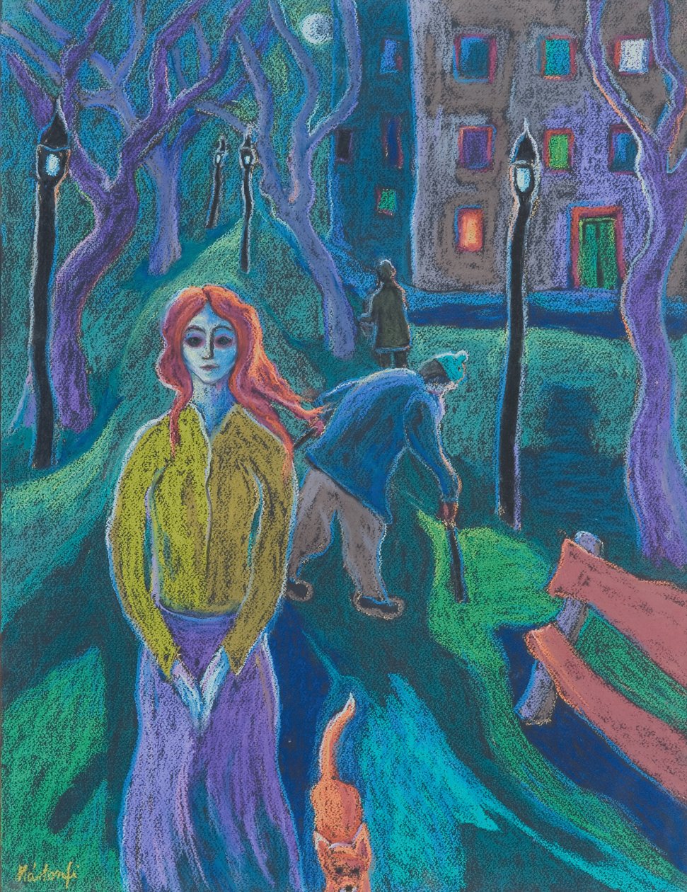 Caminhada Noturna, 2005 (pastel sobre papel) de Marta Martonfi Benke