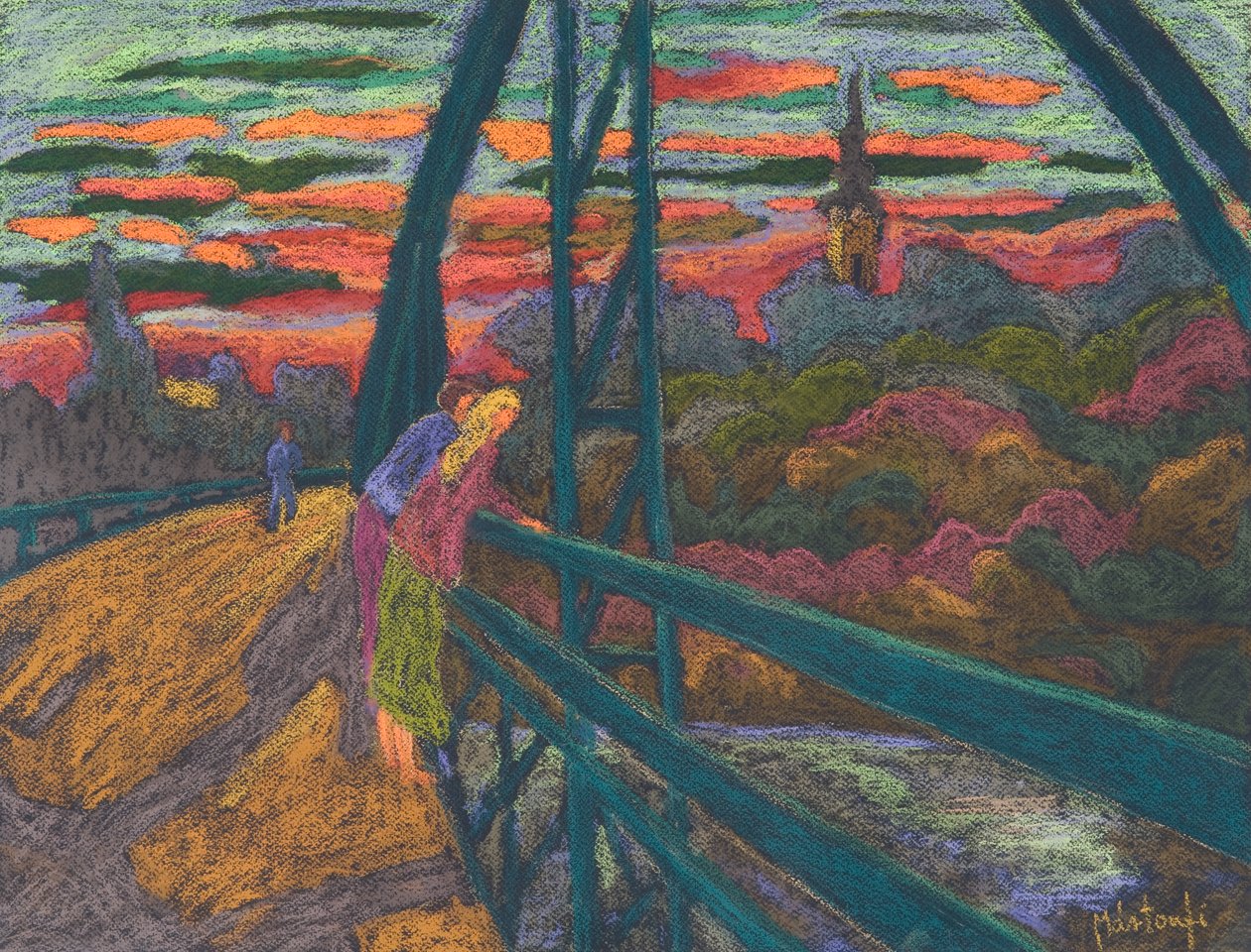 Na Ponte, 2009 (pastel sobre papel) de Marta Martonfi Benke
