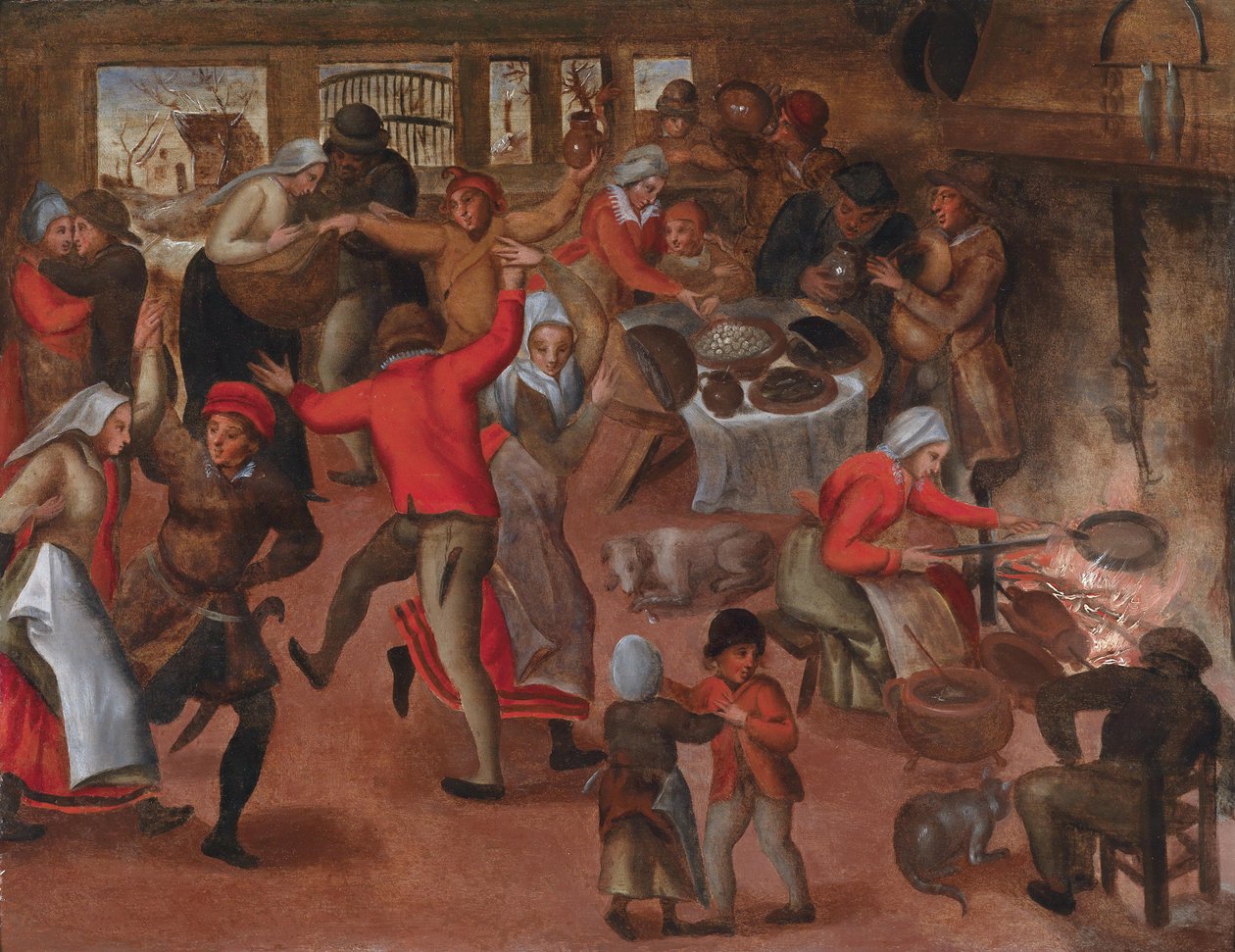 Dança camponesa em uma taberna de Marten van Cleve