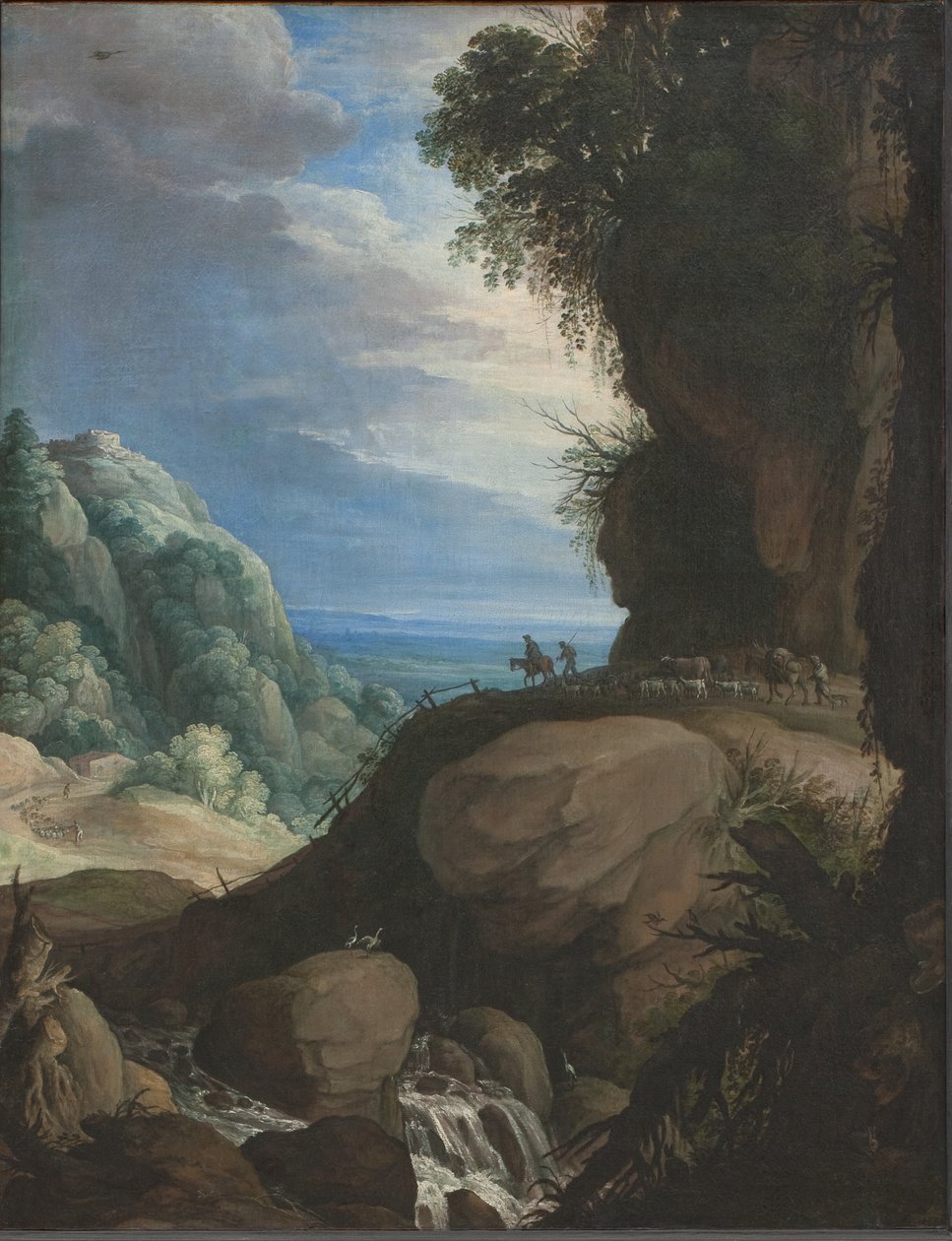 Paisagem de montanha italiana com pastores de Marten Ryckaert