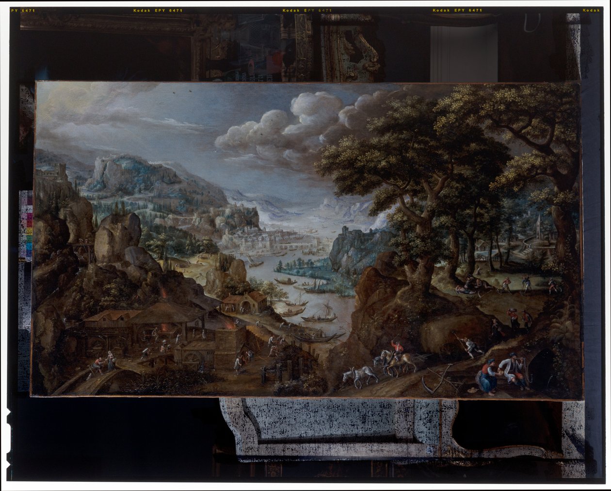 Uma paisagem com uma fundição de ferro de Marten van Valckenborch