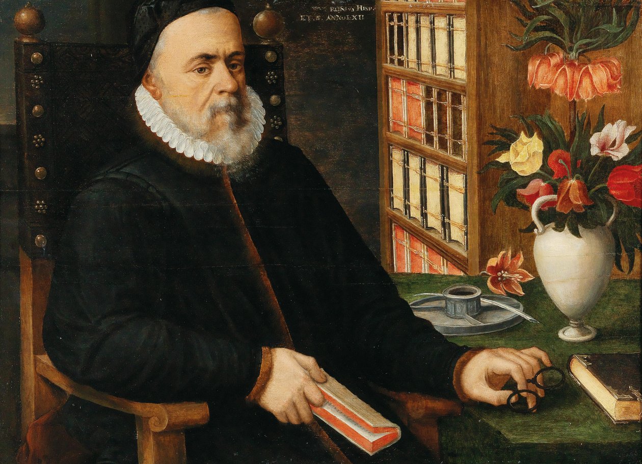 Retrato de um estudioso Carolus Clusius 1526-1609, 1589. de Marten van Valckenborch