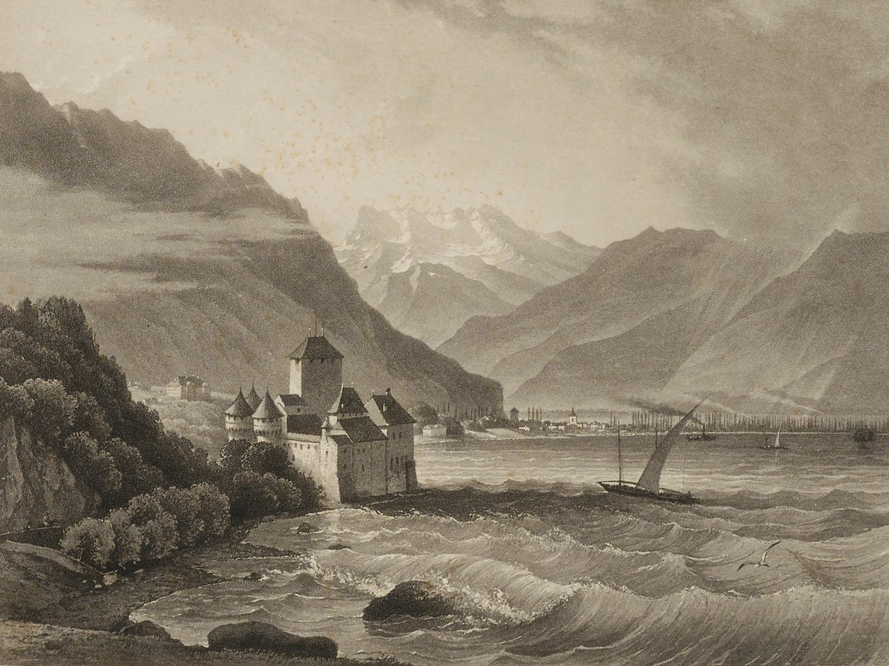 Chateau de Chillon; vista de Vevey de Martens