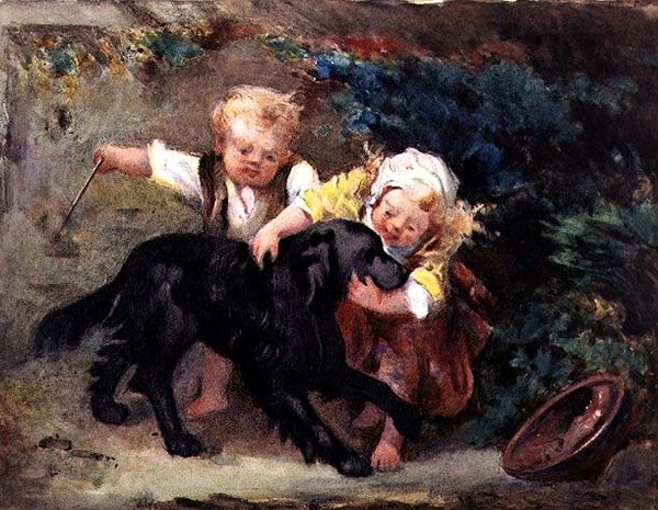 O Trio Feliz (aguarela sobre papel) de Martha Darley Mutrie