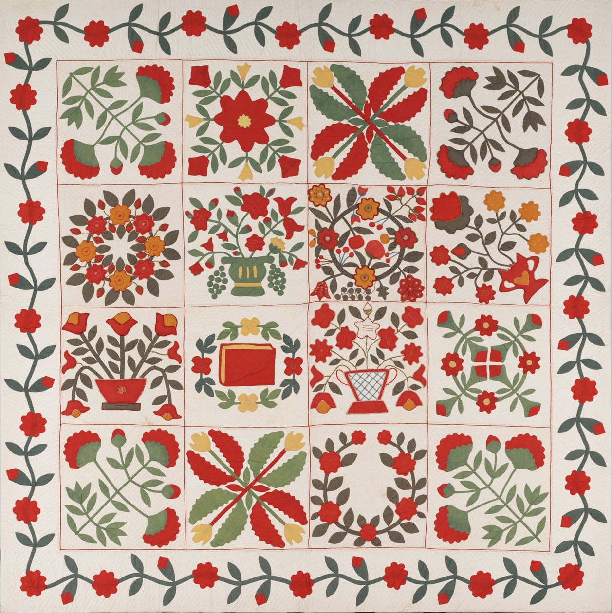 "Album Quilt", Baltimore, Maryland, c.1861 (algodão com seda e lã) de Martha E. Keech