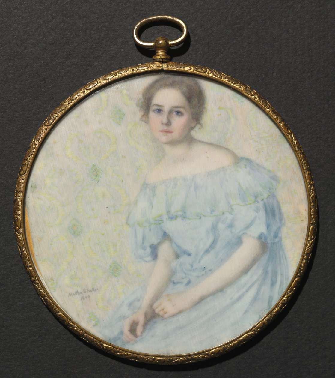 The Blue Gown Portrait of Ethel Coe, 1899. de Martha S. Baker