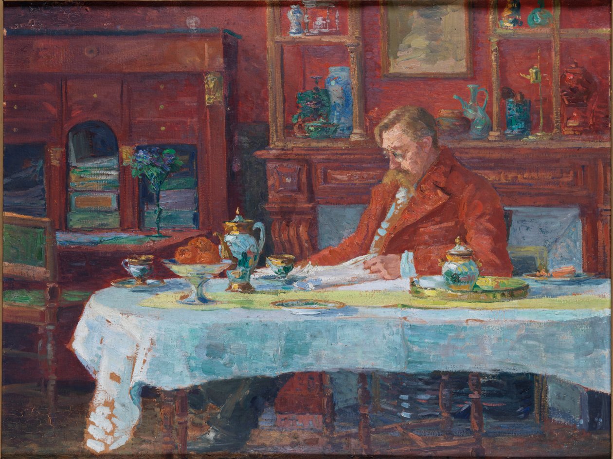 Émile Verhaeren 1855-1918 na mesa, 1900. de Marthe Verhaeren