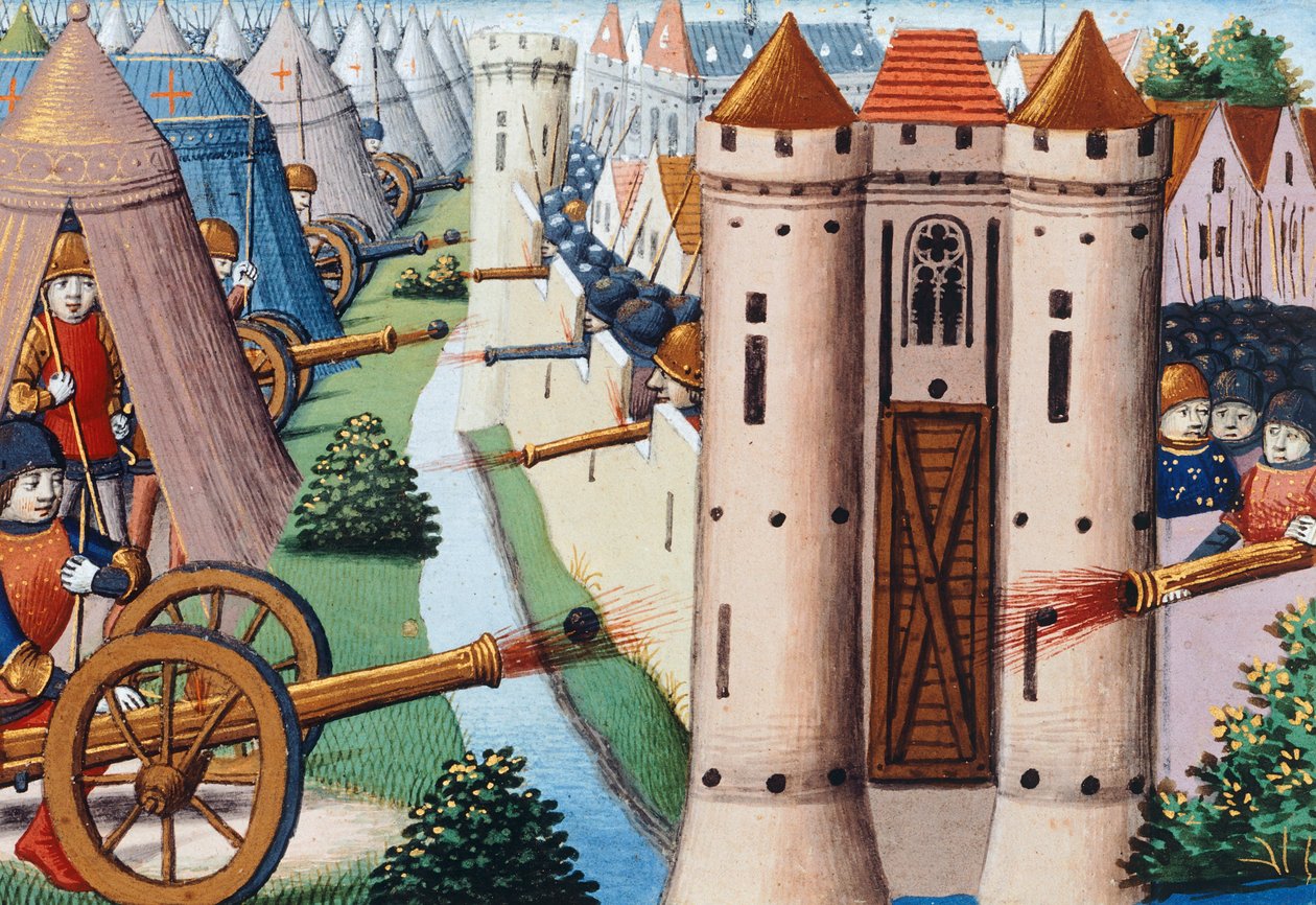 O Cerco de Rouen (Julho 1418-Janeiro 1419) 1484, folio 19v, Vigiles de Charles VII de Martial de Paris (fl.15th century)