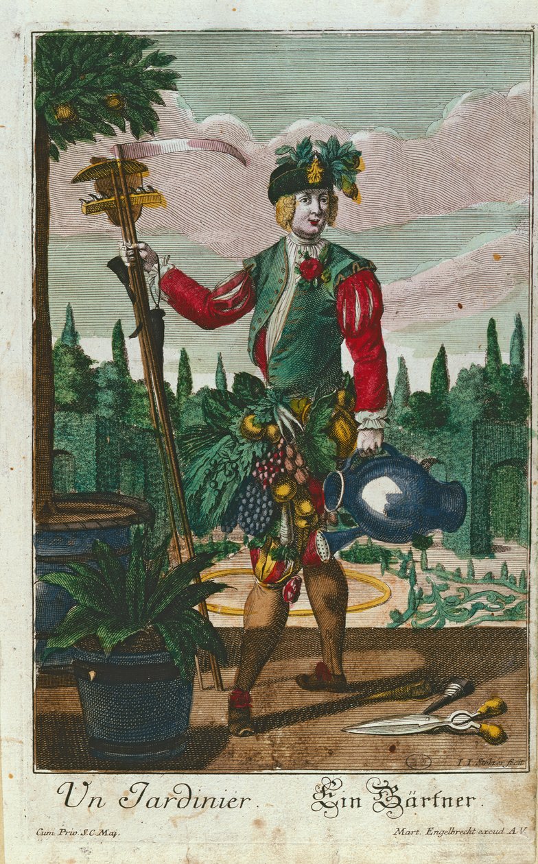 Um jardineiro, representação alegórica, c.1735 de Martin Engelbrecht