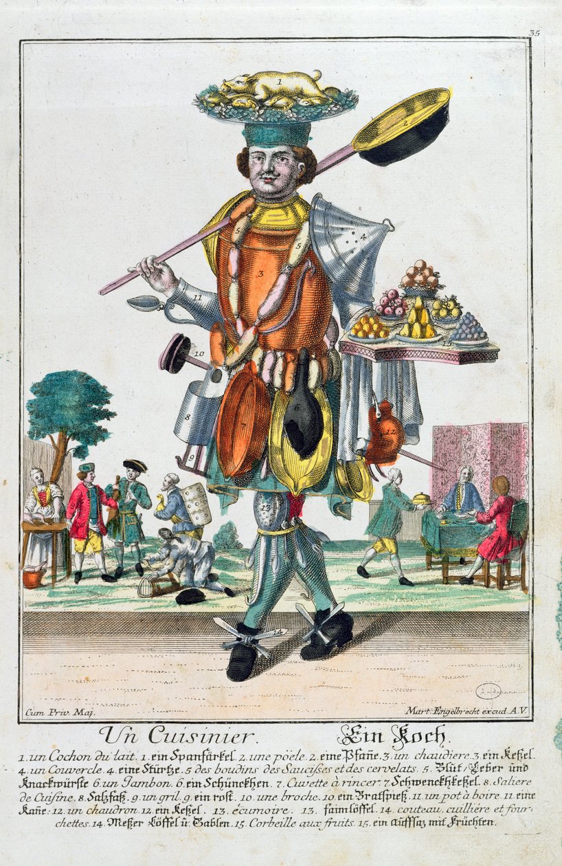 O cozinheiro, c.1735 de Martin Engelbrecht